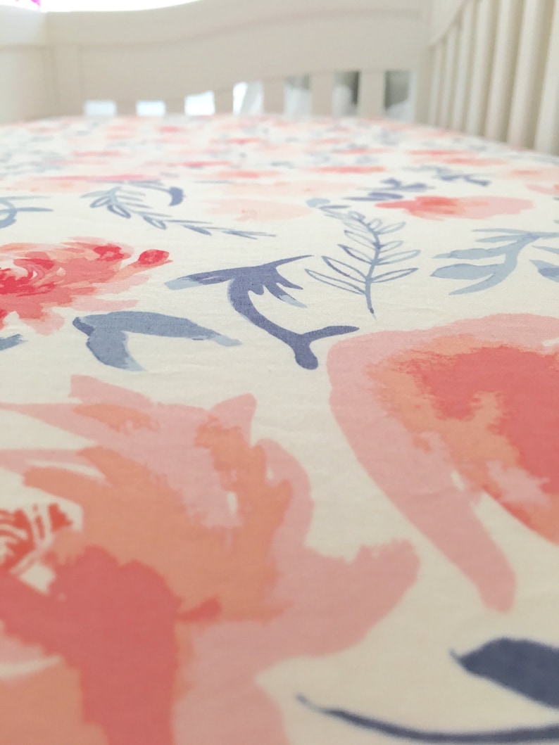 Watercolor Peonies Crib Sheet // Floral Crib Sheet // Flower Etsy