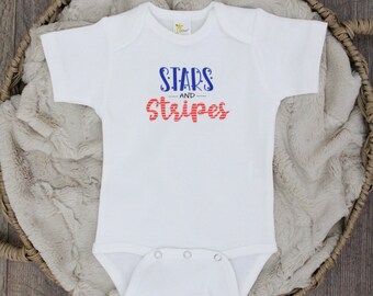 Stars and Stripes Bodysuit // Patriotic Children's Shirt // Red White and Blue Toddler Top // USA T-shirt for Kids