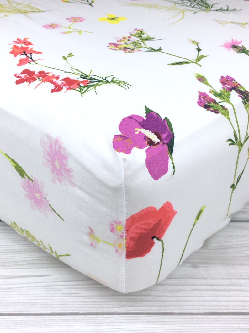 Wildflower Crib Sheet // Floral Crib Sheet // Flower Crib Sheet / Floral Nursery Bedding / Wildflower Nursery Bedding / Botanical Crib Sheet image 1