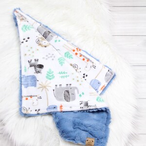 Safari Animali Lovey Blanket // Baby Lovies // Copertura di sicurezza // Coperta di comfort // Piccola coperta per bambini // Coperta minky // Loveys