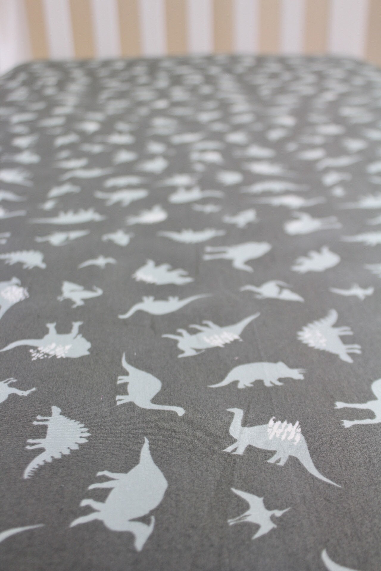 Gray Dinosaur Crib Sheet // Dino Crib Sheet // Dinosaur Baby Etsy