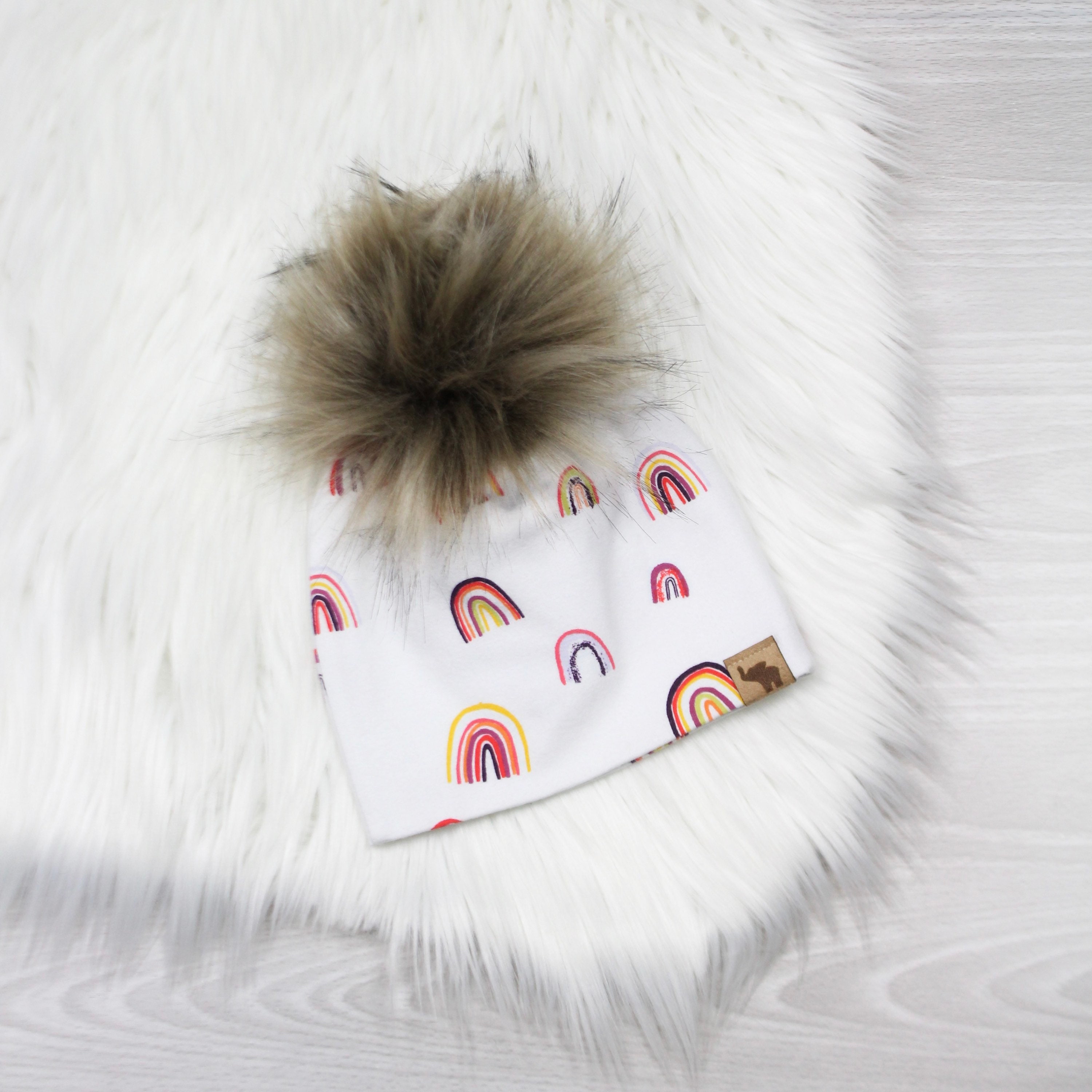 TheGigglingPeanut Rainbow Pom Beanie // Pom Pom Beanie // Rainbow Baby Beanie // Toddler Beanie // Newborn Beanie // Rainbow Baby Hat