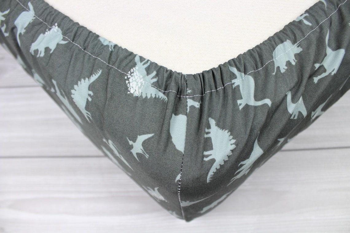 Gray Dinosaur Crib Sheet // Dino Crib Sheet // Dinosaur Baby Etsy