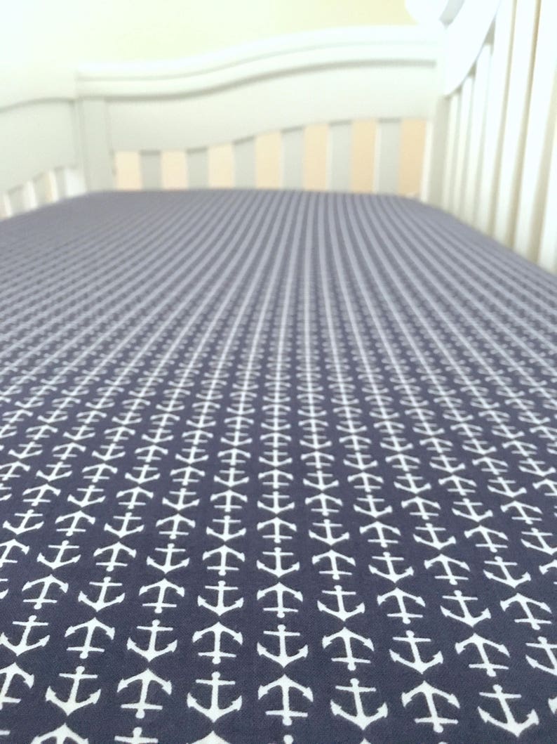 Navy Anchors Crib Sheet or Changing Pad Cover Etsy