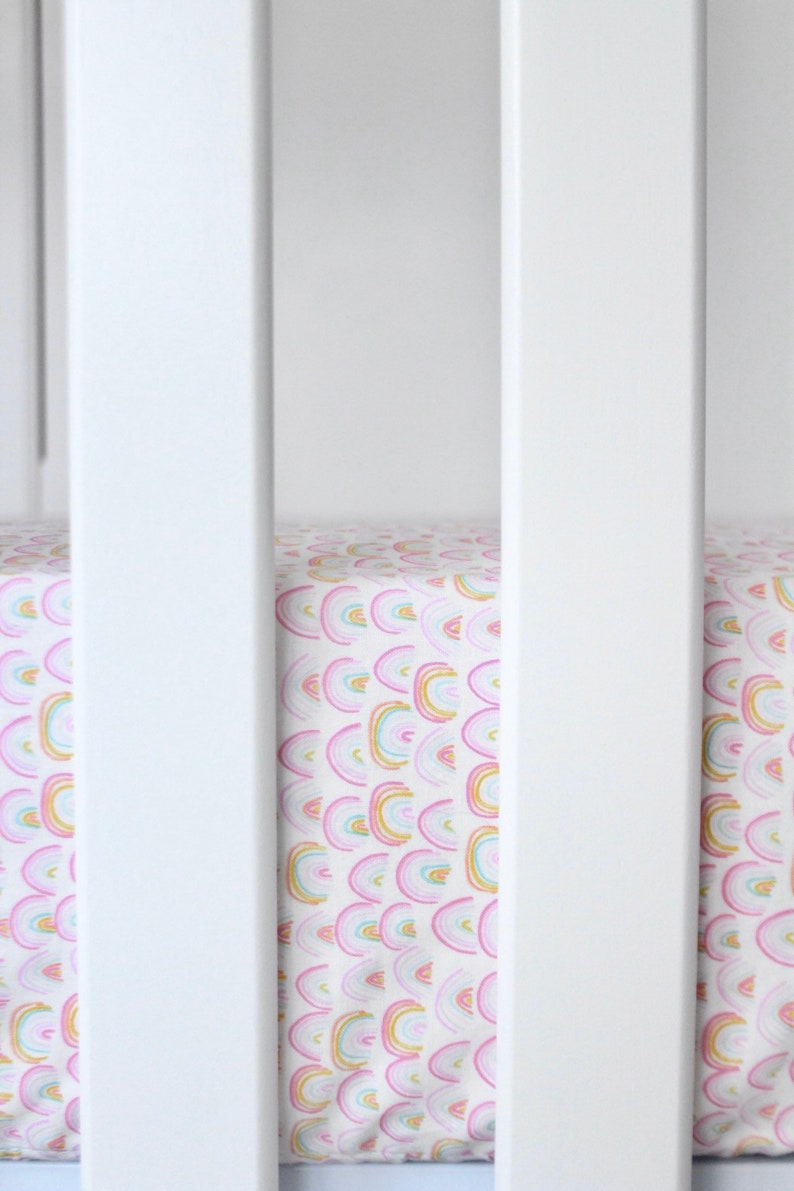 Mini Rainbows Crib Sheet // Rainbow Baby Bedding // Rainbow Etsy