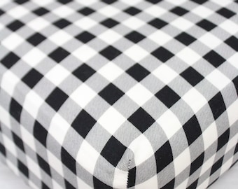 Black and White Buffalo Plaid Crib Sheet // Modern Baby Sheets // Black and White Crib Sheets // Monochrome Baby Bedding  Woodland Nursery