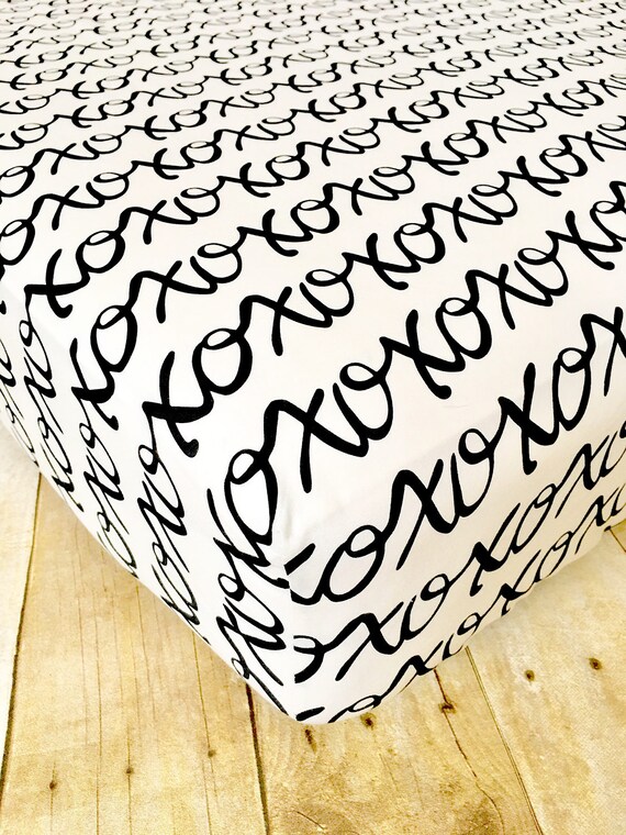 Xoxo Crib Sheet Black And White Bedding Modern Crib Etsy