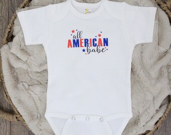 All American Babe Bodysuit // Patriotic Toddler T-shirt // 4th of July Shirt // USA Red White and Blue Top