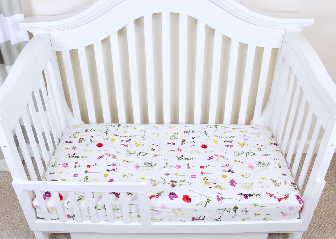 Wildflower Crib Sheet Floral Crib Sheet Flower Crib Etsy