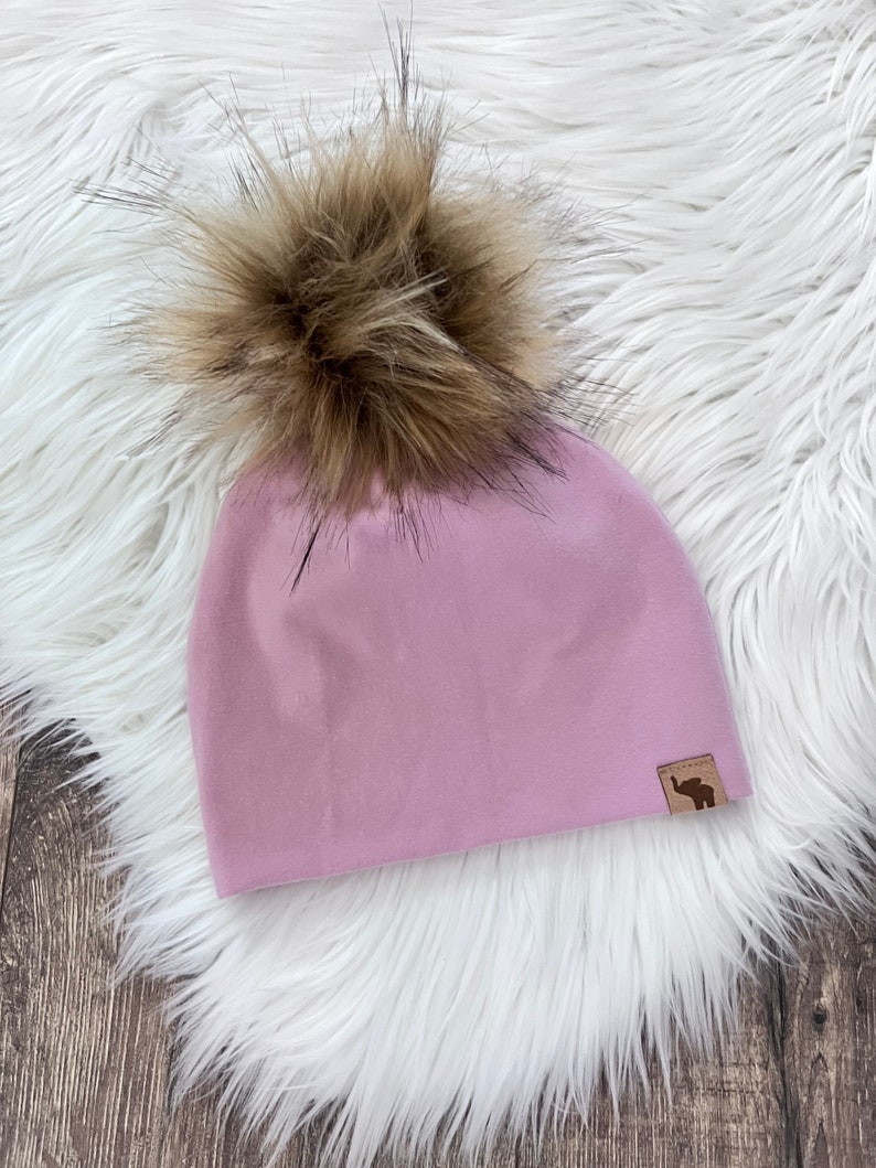 Berry Pom Beanie // Mauve Purple Beanie // Baby Girl Beanie // Toddler Beanie // Newborn Beanie // Fall Beanie // Winter Cold Weather Hat image 1