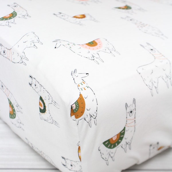 Llama Crib Sheet // Alpaca Crib Sheet // Modern Crib Sheets // Desert Nursery Bedding // Llama Nursery Bedding // Alpaca Baby Bedding