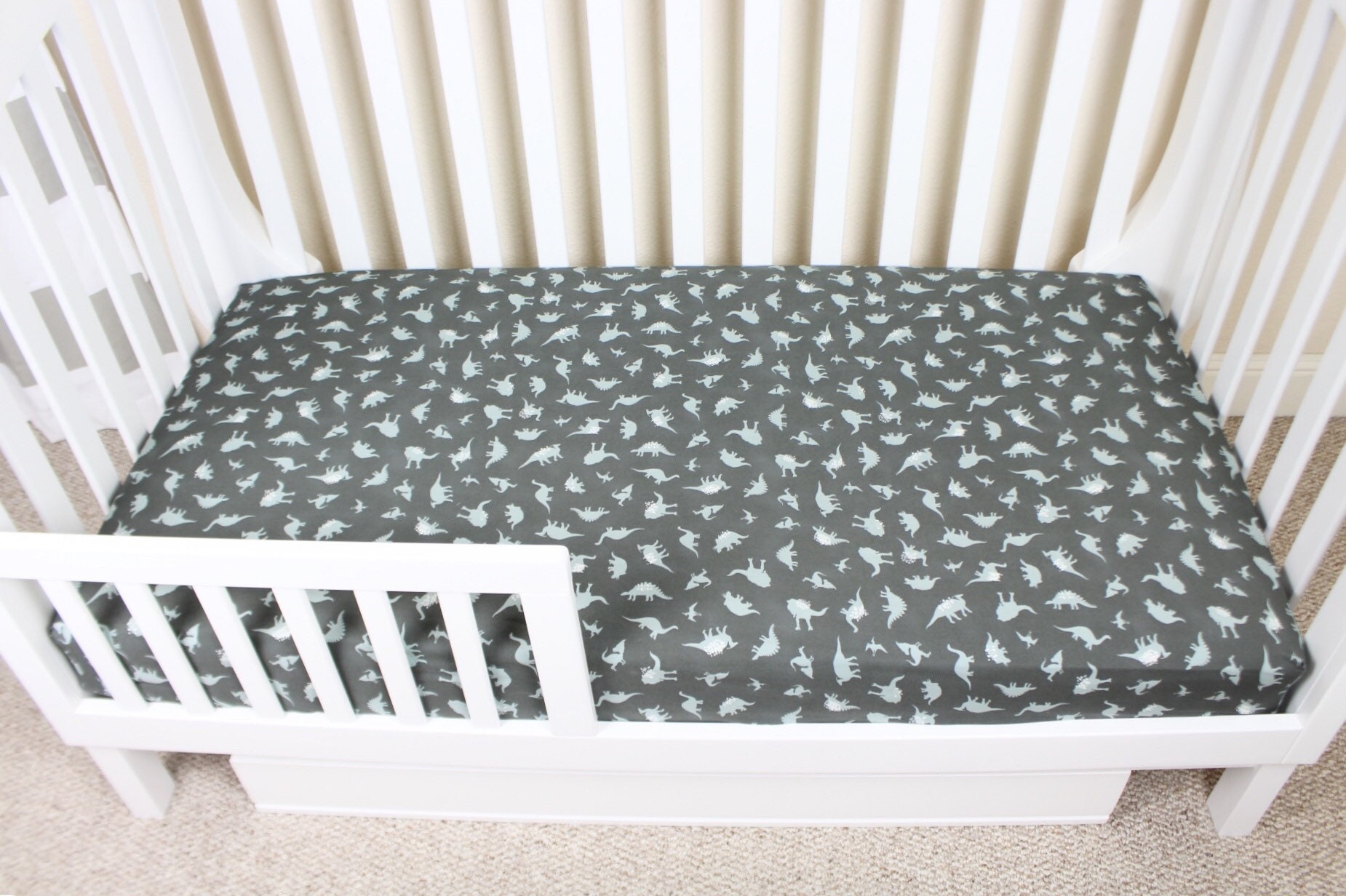 Gray Dinosaur Crib Sheet // Dino Crib Sheet // Dinosaur Baby Etsy