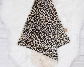 Leopard Lovey Blanket // Cheetah Minky Blanket // Animal Print Lovey // Baby Girl Lovies // Security Blanket // Comfort Blanket