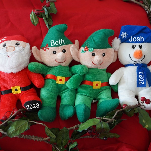 Personalized Singing Plush Santa, Elfs and Snowman Dolls.  Makes for a great gift or Stocking Stuffer