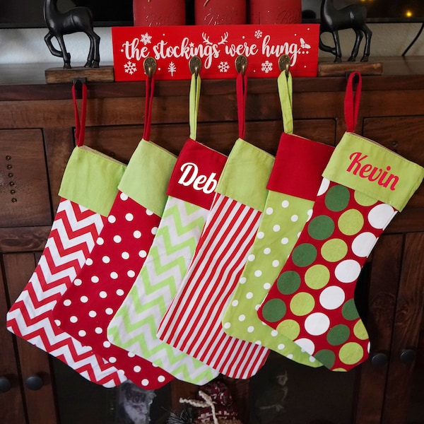 Personalized Canvas Christmas Stocking, Retro, Whimsical