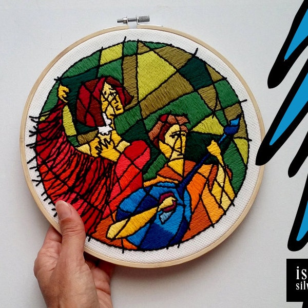 Embroidery Hoop Art-Fado-Embroidery with rack
