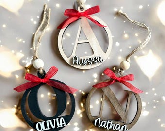 Personalized Wood Christmas Ornament: Engraved Name Tag, Stocking Decor