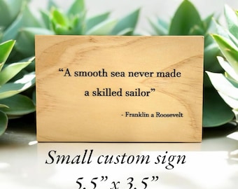 Custom Engraved Wood Desk Sign: Personalized Inspirational Quote Gift, Bible Verse Sign