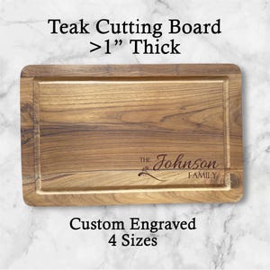Personalized Teak Cutting Board, Custom Engraved Charcuterie Board, Wedding Gift for Couple, Anniversary Gift, Kitchen Decor