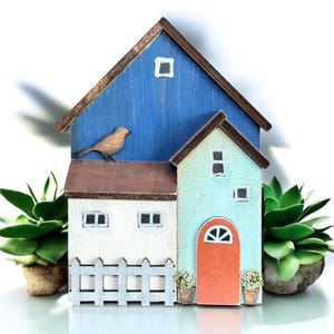 Handcrafted Reclaimed Wood Cottage: Rustic Miniature House Decor