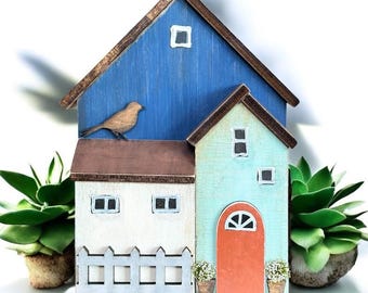 Handcrafted Reclaimed Wood Cottage: Rustic Miniature House Decor