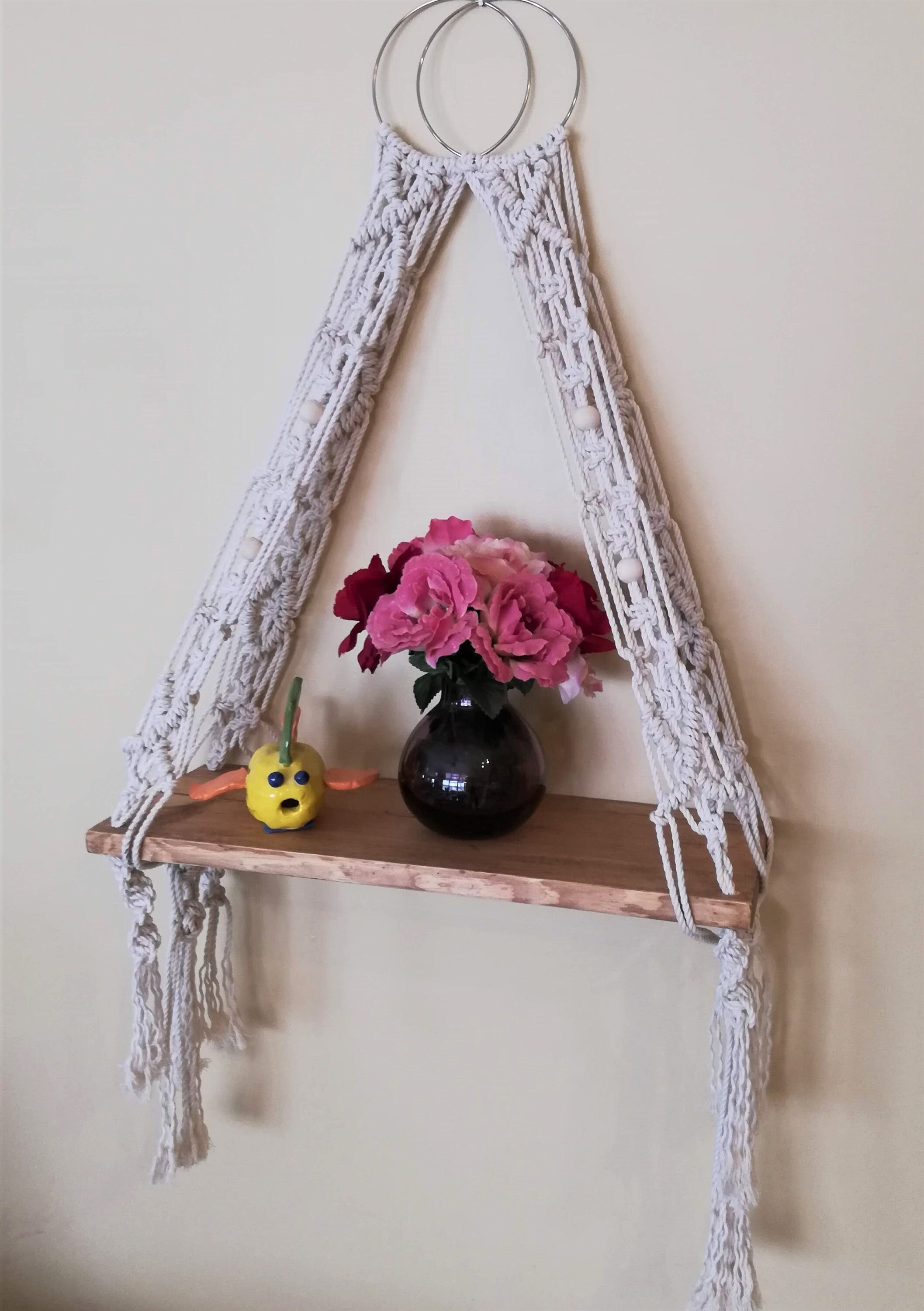 Macrame Shelf Macrame Hanging shelf Bohemian style decor Etsy