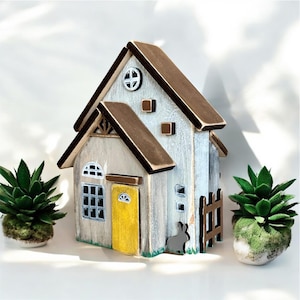 Miniature wooden houses, Wooden Rustic villages, Reclaimed wood cottages, collectibles wooden houses, tiered tray/mantle/shelf/desk decor