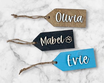 Personalized 3D Wood Gift Tag: Christmas Stocking Tag
