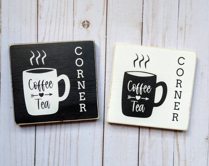Coffee and Tea Corner Wood Sign Coffee Bar Sign Rustic Etsy