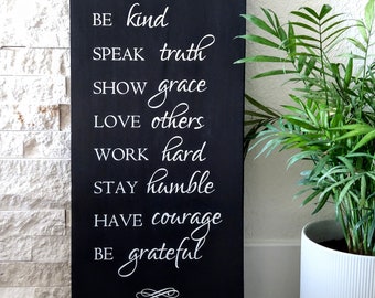 Be kind speak truth wood sign, inspirational sign, motivational sign, wooden wall decor calligraphy Sign, modern black/white wall sign