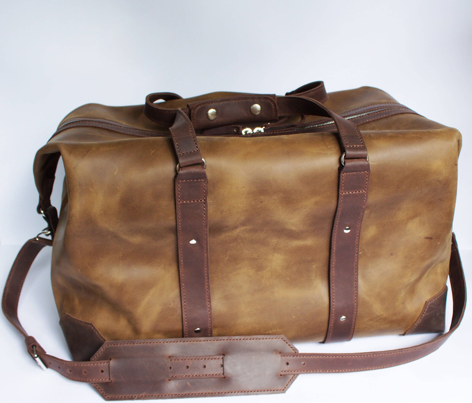 Vintage Leather Travel Duffel Bag Etsy