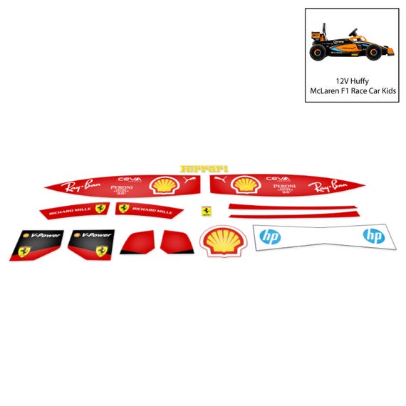 Re-brand Vinyl Graphics - for 12V Huffy Mclaren F1 Race Car Kids