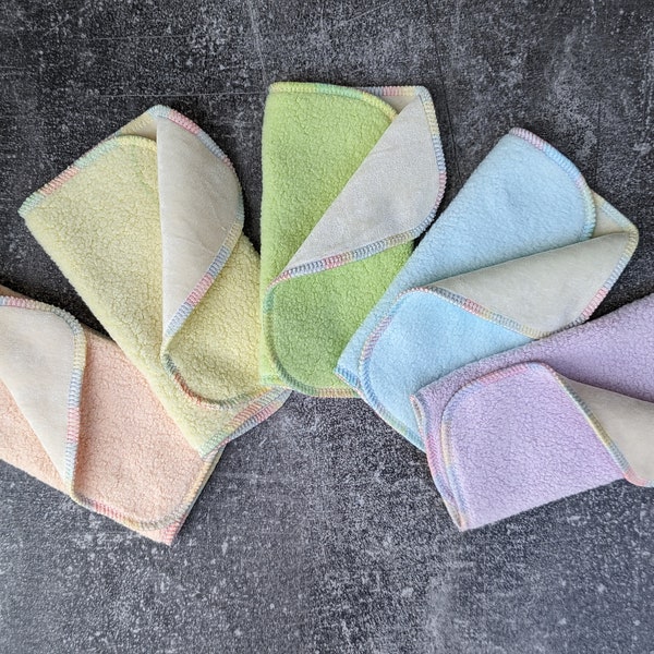 Cotton sherpa rainbow wipe set | cloth wipes 5 pk | reusable family cloth
