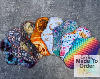 Cloth Pads | Choose fabric from FB group | made to order | multiple sizes | multiple absorbency options | reusable pads