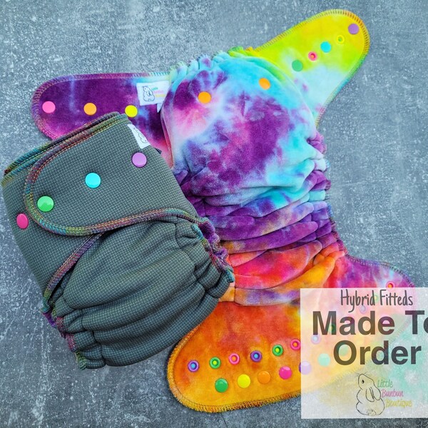 Hybrid Fitted | Choose your print from FB group | made to order | cloth diapers | Fitted diaper