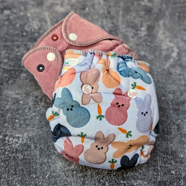 Peeps & mauve 2 pack | Newborn fitted cloth diapers | absorbent fitted cloth diaper| windpro hybrid diaper | handmade