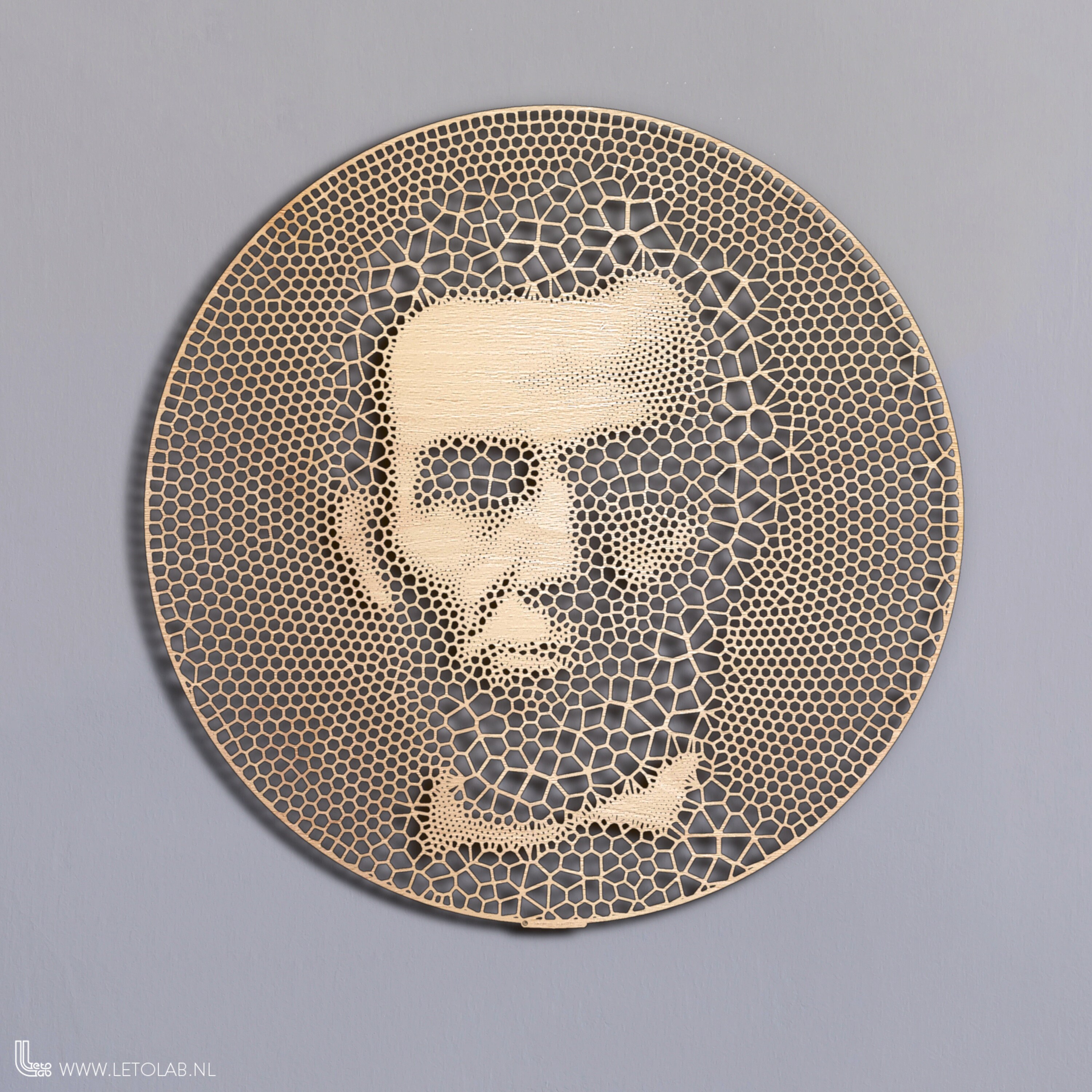 Cell Portrait Abraham Lincoln - Cell Portrait in Laser-cut Oak Plywood, Diameter ...