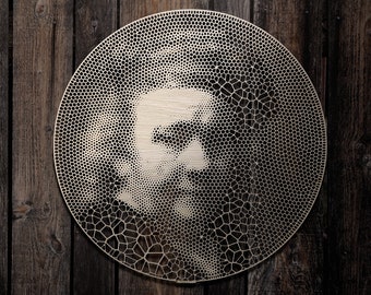 Rembrandt Self-Portrait: Laser-Cut Oak Parametric Wall Art (22")