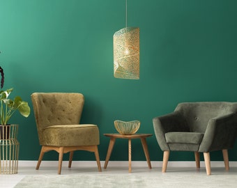 Laser-Cut Birch Wood Pendant Lamp: Filigrana Leaf Design