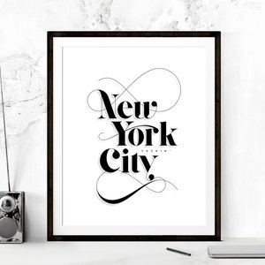 New York (F&#39;n) City Typography Print, New York City Poster, NYC Art, Travel Poster, Typography Poster, NYC Poster, New York, Printable Art