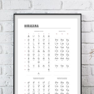Hiragana Chart Printable, Hiragana japanische Schriftzeichen, Japanisches Alphabet Print, Hiragana Art, Hiragana Printable, Hiragana Table Print