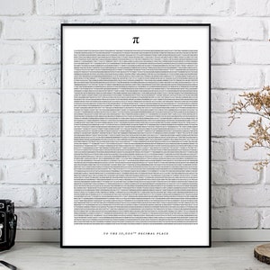 Pi bis 10000 Stellen, Pi Kunstdruck, Pi bis 10.000 Stellen, Die ersten 10000 Stellen von Pi, Mathe Poster, Mathematik Wandkunst, Mathematik Kunst