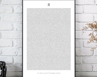 Pi to 10000 Digits, Pi Art Print, Pi to 10,000 Decimal Places, First 10000 Digits of Pi, Math Poster, Mathematics Wall Art, Mathematics Art
