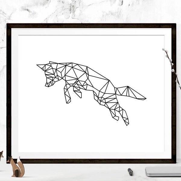 Geometrische Fox, Fox kunst, Fox Prints, Origami kunst, Origami Prints, Fox kunst aan de muur, afdrukbare kunst, Fox muur Print, afdrukbare kunst, kwekerij Print