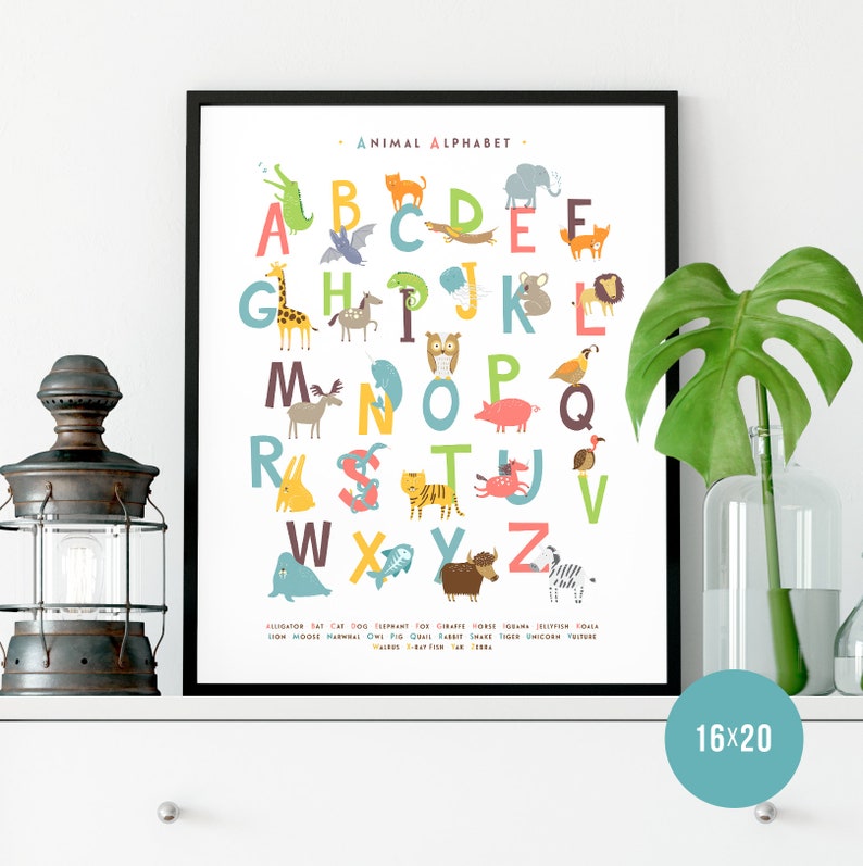 Animal Alphabet, Alphabet Nursery Printable, Nursery Prints, Educational Nursery Printable, Animal Nursery Printable, ABC Nursery Print image 3