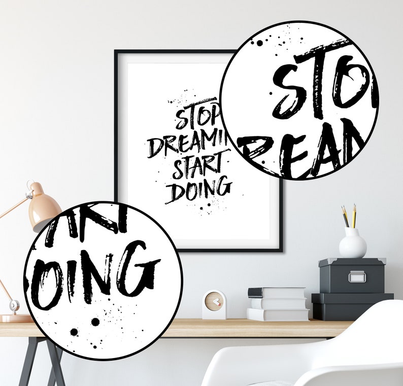 Stop Dreaming Start Doing, Printable Art, Motivational Print Motivational Printable, Minimalist Print, Typography Print, Inspirational Print image 2