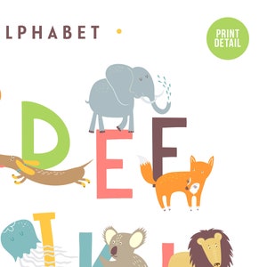 Animal Alphabet, Alphabet Nursery Printable, Nursery Prints, Educational Nursery Printable, Animal Nursery Printable, ABC Nursery Print image 5