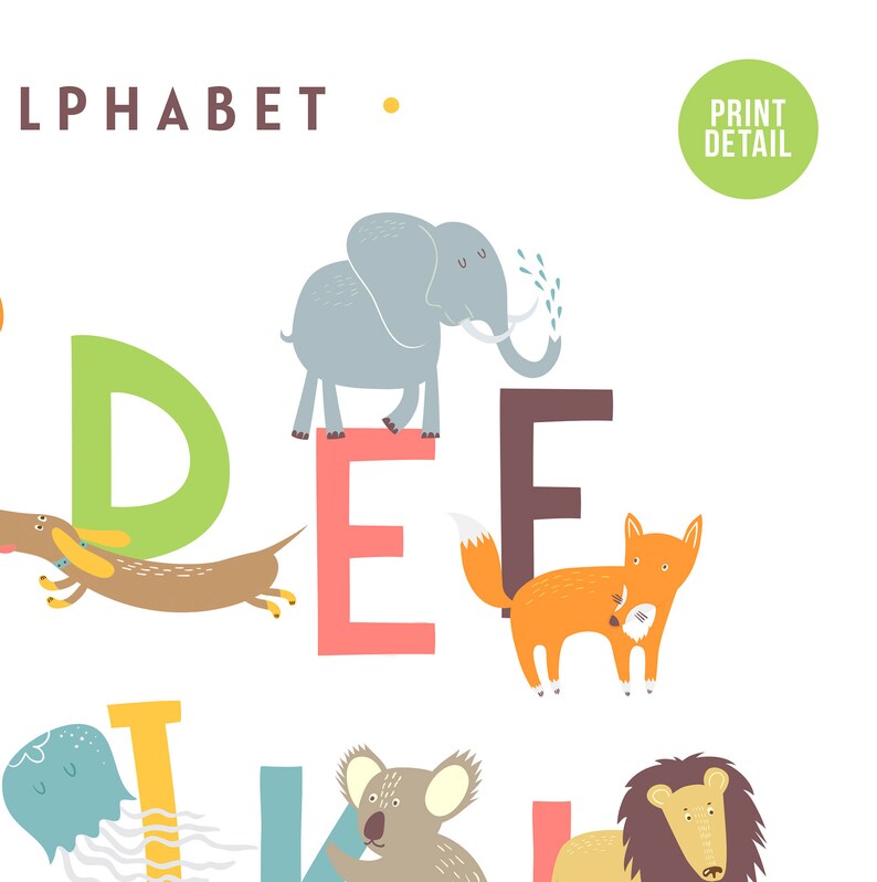 Animal Alphabet, Alphabet Nursery Printable, Nursery Prints, Educational Nursery Printable, Animal Nursery Printable, ABC Nursery Print image 5