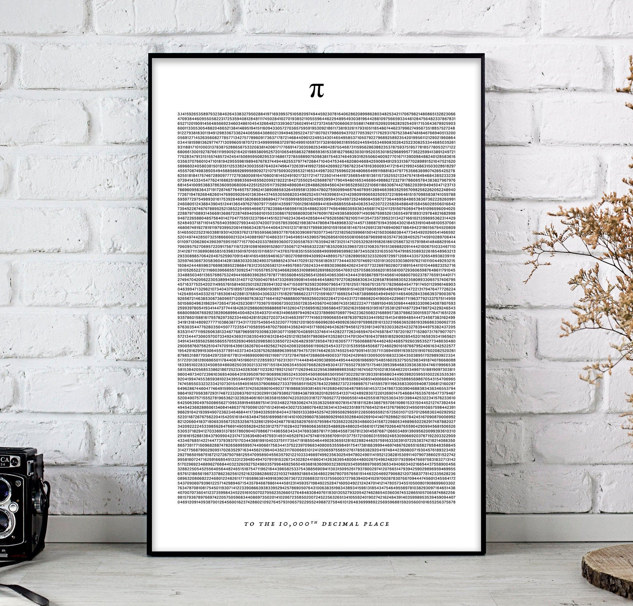 Pi bis 10000 Stellen, Pi Kunstdruck, Pi bis 10.000 Stellen, Die ersten 10000 Stellen von Pi, Mathe Poster, Mathematik Wandkunst, Mathematik Kunst