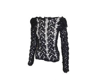 Crochet Floral Lace Sweater. Knitted lace sweater. Crochet mesh top. Cotton crochet. Lacy motif crochet pattern.: KORLEKIE SAMPLE SALE